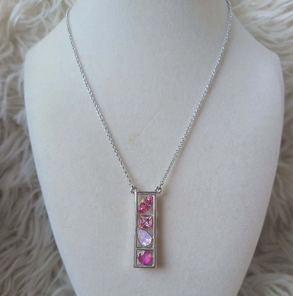 Touchstone Crystal By Swarovski Elegant Pink Crystal Necklace-Excellent Conditio